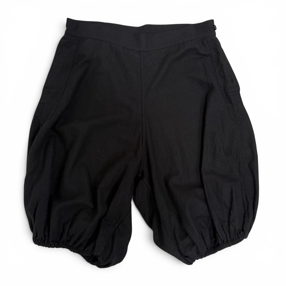 Stacey Nishimoto PE Shorts Blooomers Size 32 Black Linen Puff Balloon High Waist